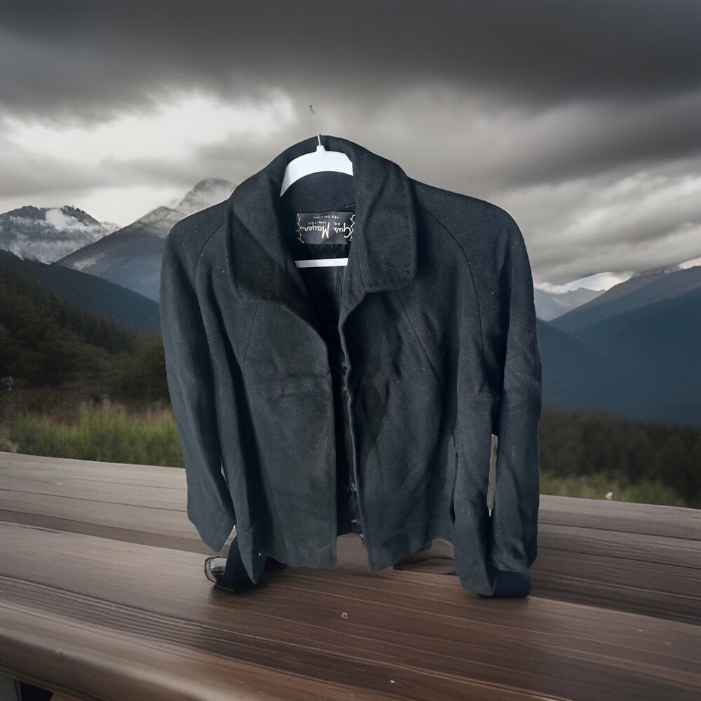 Vintage 60s Gus Mayer Black Wool Coat Medium M 100%Cashmere